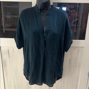 Vince Charcoal Short Sleeve Silk Blouse
